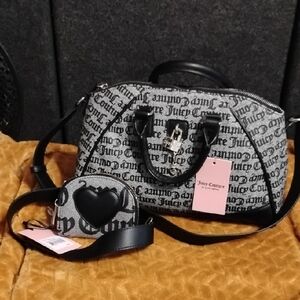 Juicy Couture Black and Gray Satchel Set